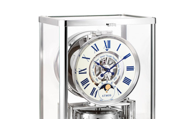 Jaeger-LeCoultre. A Rhodium-plated Brass Atmos Clock with Month and Moonphase Indication