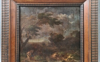 Jan van HUYSUM (Amsterdam 1682 - 1749), "L'Orage", Panneau de chêne, une planche, non parqueté....