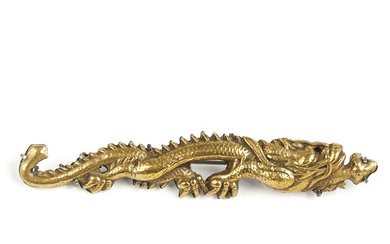 Japanese Brass Silver Gilt Dragon Brooch
