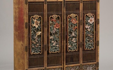 Japanese Metal-Mounted Gilt and Polychrome Painted Cabinet