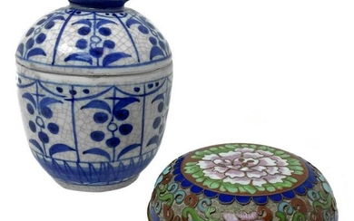 Jar with lid decorated (Thai) and cloisonnÃ© box