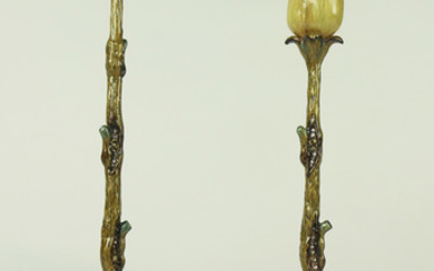 Jay Strongwater enamel decorated candlesticks