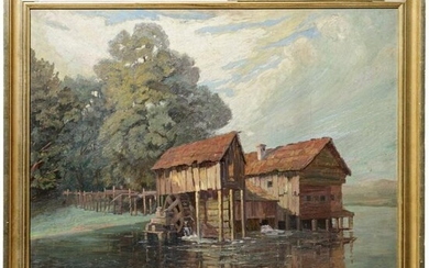 Joan Anacker (1878 - 1955) - a mill on the lake near