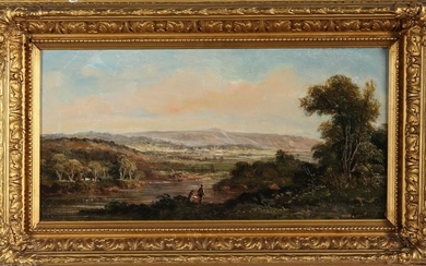 John Westall "River Valley Landscape" Antique Oil