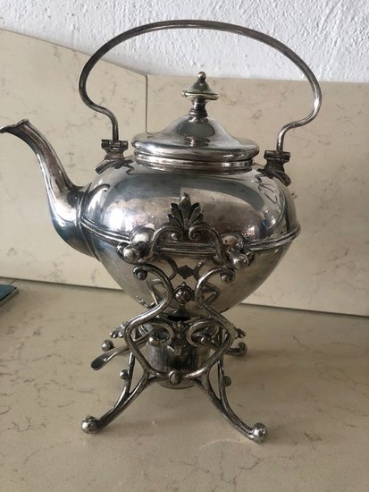 Kettle on stand and burner, Samovar, Teapot (1) - Victorian - Silver plated