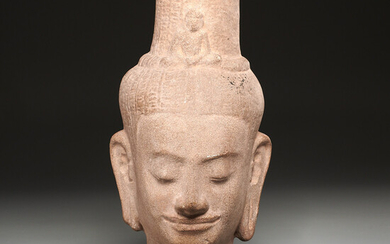 Khmer carved stone Buddha head