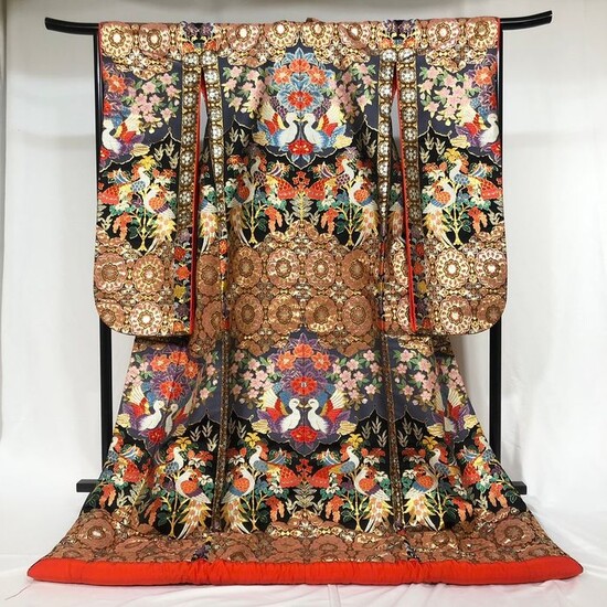 Kimono, Uchikake robe - Silk - wedding - Beautiful antique silk iro-uchikake robe - Japan - Shōwa period (1926-1989)