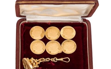 Konvolut aus 6 goldenen Medaillen und 1 Siegelanhänger in Gold