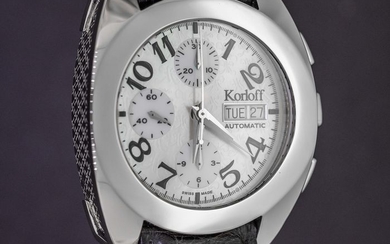 Korloff - Automatic Chronograph Mother of Pearl Genuine Crocodile strap Swiss Made - K21/139 - Unisex - Brand New