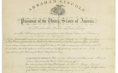 LINCOLN, ABRAHAM. Partly-printed Document Signed, as