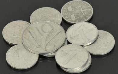 LOTTO DI 10 MONETE DELLA REPUBBLICA ITALIANA composto da: 1 lira 1951 50 lire...