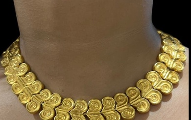 Lalaounis Vintage Swirl Motif Gold Collar Necklace