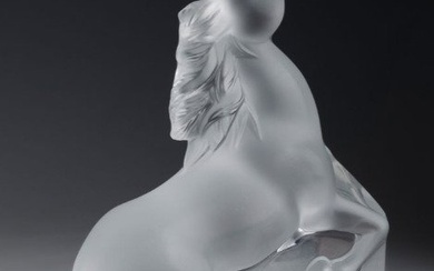 Lalique - Marie-Claude LALIQUE - Sculpture, Kazak Horse Rearing 70s - 21 cm - Glass