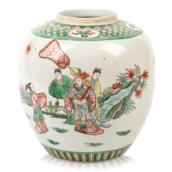 Large Chinese Famille Verte Jar