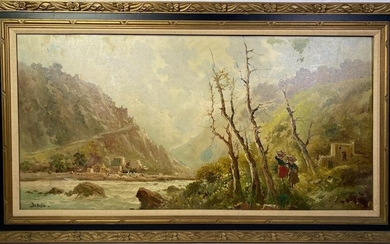 Large DeRosa Oil on canvas Landscape Painting