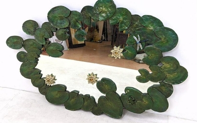 Large Decorator Lily Pad Form Wall Mirror. Painted comp