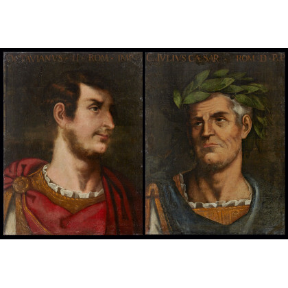 * Late 17th century school Portrait of Ottaviano and Portrait of Giulio Cesare Pair of paintings, oil on canvas,...