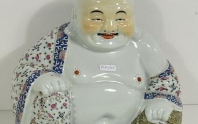 Laughing Buddha in Chinese porcelain (Ht 25cm)