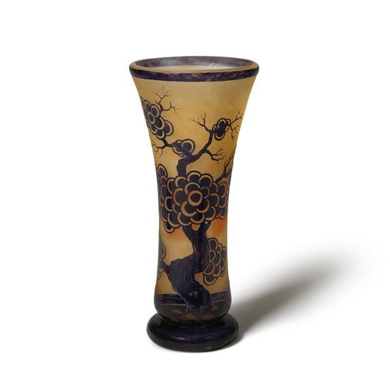 Le Verre Francais (1918-1932) Footed Vasecirca 1925cameo glass, with cameo mark 'Charder' and en...