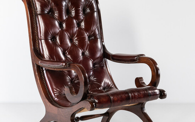 Leather-upholstered "Campeche"-style Armchair