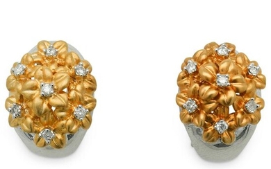 Levian 14k Two Tone Gold and Diamond Earrings