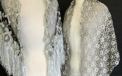 Lot 2 Lace & Mesh Shawls with Tassels