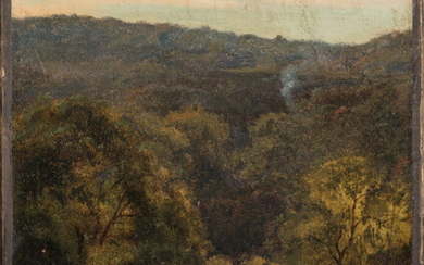 Lot 65 Paul Jean FLANDRIN (1811-1902). Paysage. Huile sur papier collé sur toile. 27 x 20,5 cm. Provenance : famille Flandrin. OH