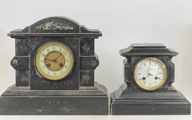 Lot details A late Victorian slate mantel clock having unsigned...