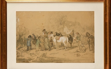 Louis BRAUN (1836-1916) Le marché aux chevaux... - Lot 65 - Osenat