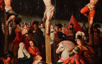 Louis Caullery de Cambrai ( 1565-1622) et son atelier. La crucifixion ou le Golgotha. Huile...