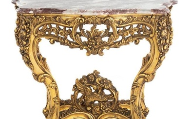 Louis XV Giltwood Marble Top Hall Table