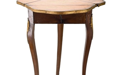 Louis XV Satinwood Inlay Triple Drop Leaf Table