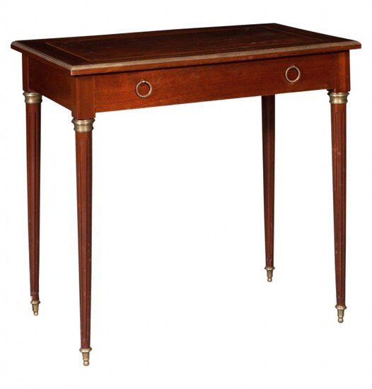 Louis XVI Style Brass-Mounted Mahogany Side Table
