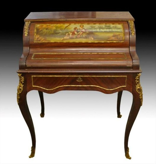 Louis Xv Style Painted Cylinder Desk