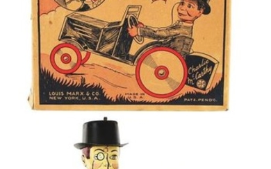 MARX TIN-LITHO WIND-UP CHARLIE MCCARTHY IN HIS BENZENE
