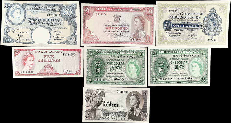 MIXED LOTS. Lot of (7). Mixed Banks. Mixed Denominations, Mixed Dates. P-Various. Very Fine to About Uncirculated.