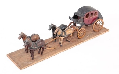 MODEL OF A STAGECOACH WITH FOUR HORSE TEAM.