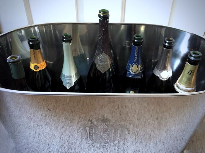 Magnificent Napoleon/Bollinger Extra large XXL Champagne/Wine cooler - up to 12 bottles - Silverplate