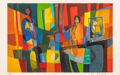 Marcel Mouly (French, 1918-2008) Lithograph in Colors on Wove Paper "Magie De La Luminere", H 8.25"