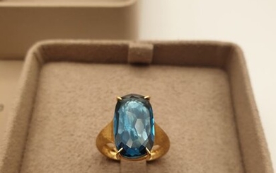 Marco Bicego - 18 kt. Yellow gold - Ring London Blue Topaz