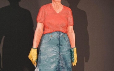 Mark Behma (Late 20th Century), Mrs. Beadles as a Gardener, Painted Wood and Composition Figure