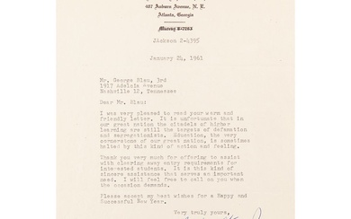 Martin Luther King, Jr. Typed Letter Signed on Segregation in Higher Education: "It is unfortunate...