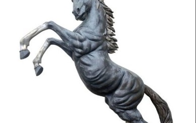 Massive Bronze Horse Statue on Its Hind Legs