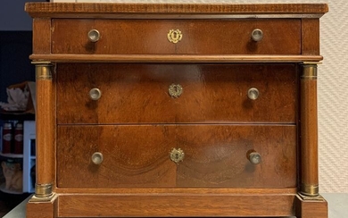 Master Cabinet: Chest of drawers (h. 23cm) - Empire Style - Brass, Mahogany - Around 1900