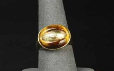 Men's 18k tiger eye ring, marked
