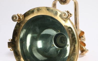 Mid 20th Century Oil Tanker ceiling lamp, Japanese, in copper and brass, the head 24cm diameter