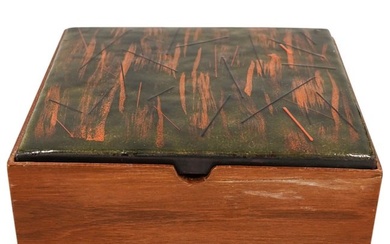 Mid Century Artist Signed Enameled Wood Document Box