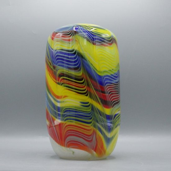 Mid-Century Italian Multi Color Glass Vase Internal Dec