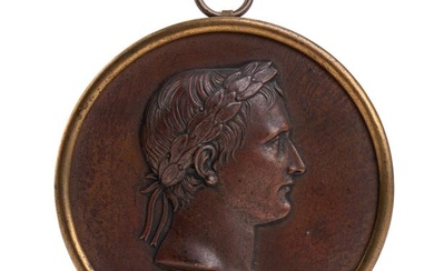 Miniatura in bronzo con cornice in bronzo dorato con ritratto di Napoleone, Prima metà del XIX secolo