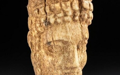 Miniature Mesopotamian Bone Head of a Bearded Male